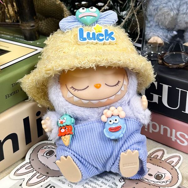 SKU 36 Blue Big Mouth Fish with lucky cap headwear and suspenders pants